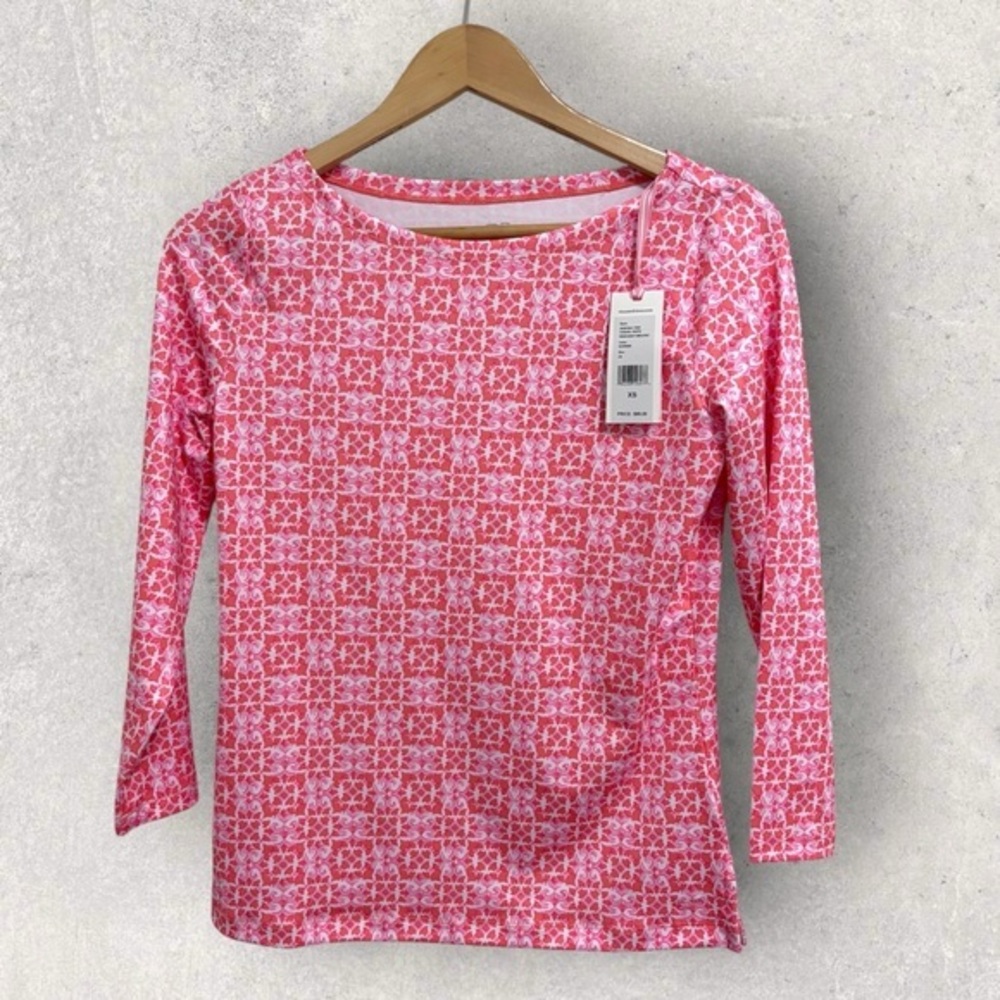 NWT vineyard vines printed sankaty boatneck top